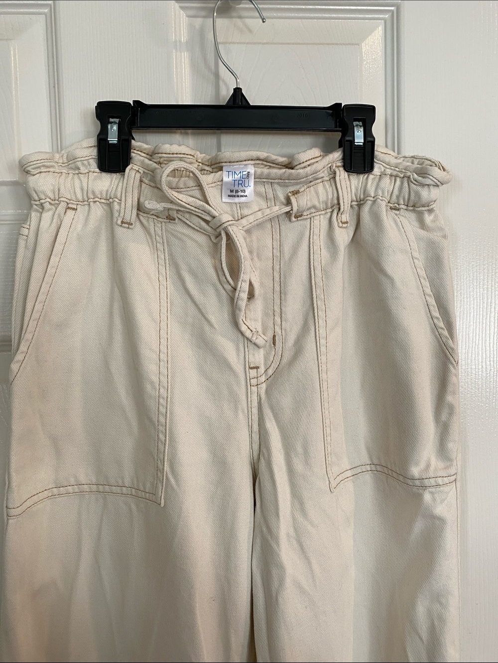 Time and Tru Cream Wide Leg Denim Drawstring Pants